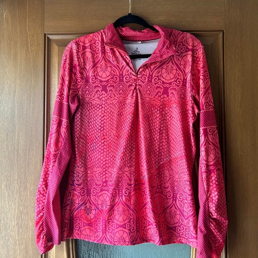 Prana pink 1/4 zip‎ long sleeve women's sweatshirt Large